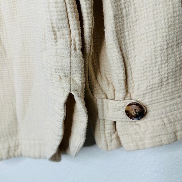 Madewell Oatmeal Long Sleeve Button Front Pocketed Waffle Pattern Shirt Jacket - Picture 7 of 12